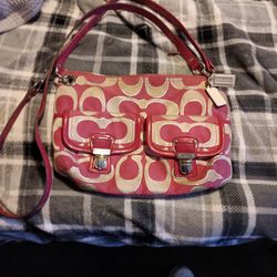 Pink And Silver Coach Purse...also Crossbody