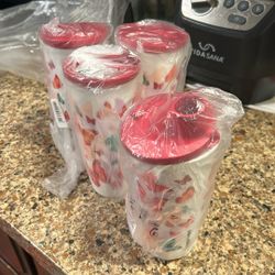 Butterfly tupperware cup setwith lids