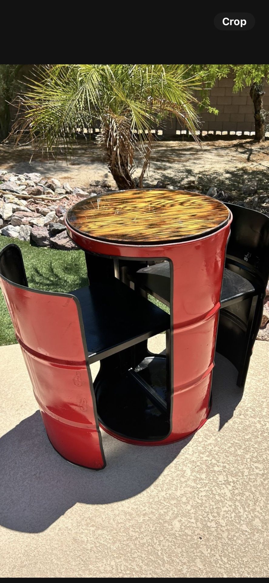 Barrel table and chair set