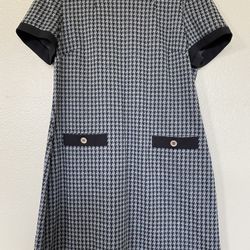 Tommy Hillfiger Knee length Dress, Black and Grey with Gold Buttons and Black  Edging on The Knee And Sleeves