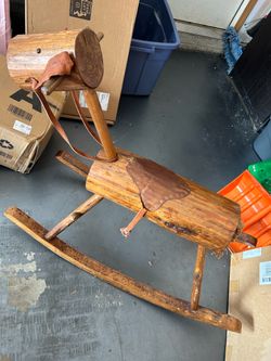 vintage handmade wooden rocking horse