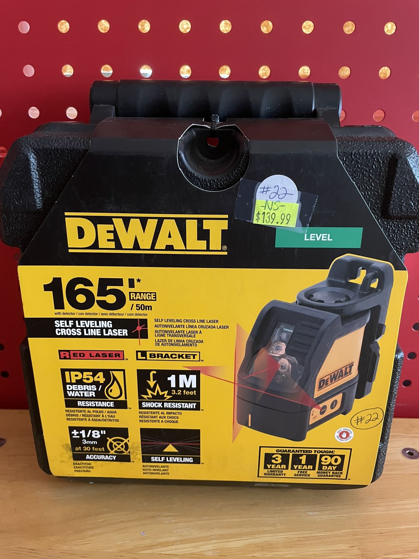 165 Ft Red Self -leveling Crossline Laser Level