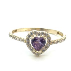 Woman’s Ladies 10k Yellow Gold Pink CZ Cubic Zirconia Heart Band Ring Size 8.5  GP3130756