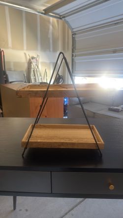 Two tier wooden tray