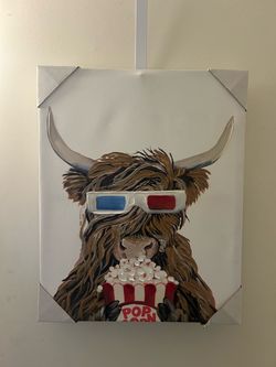 Brand New Highland Cow Movie Night Canvas