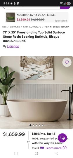 Freestanding Stone Resin Soaking Bathtub