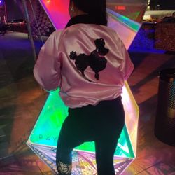 Halloween Greaser Chick Super Cute Pink Poodle Jacket