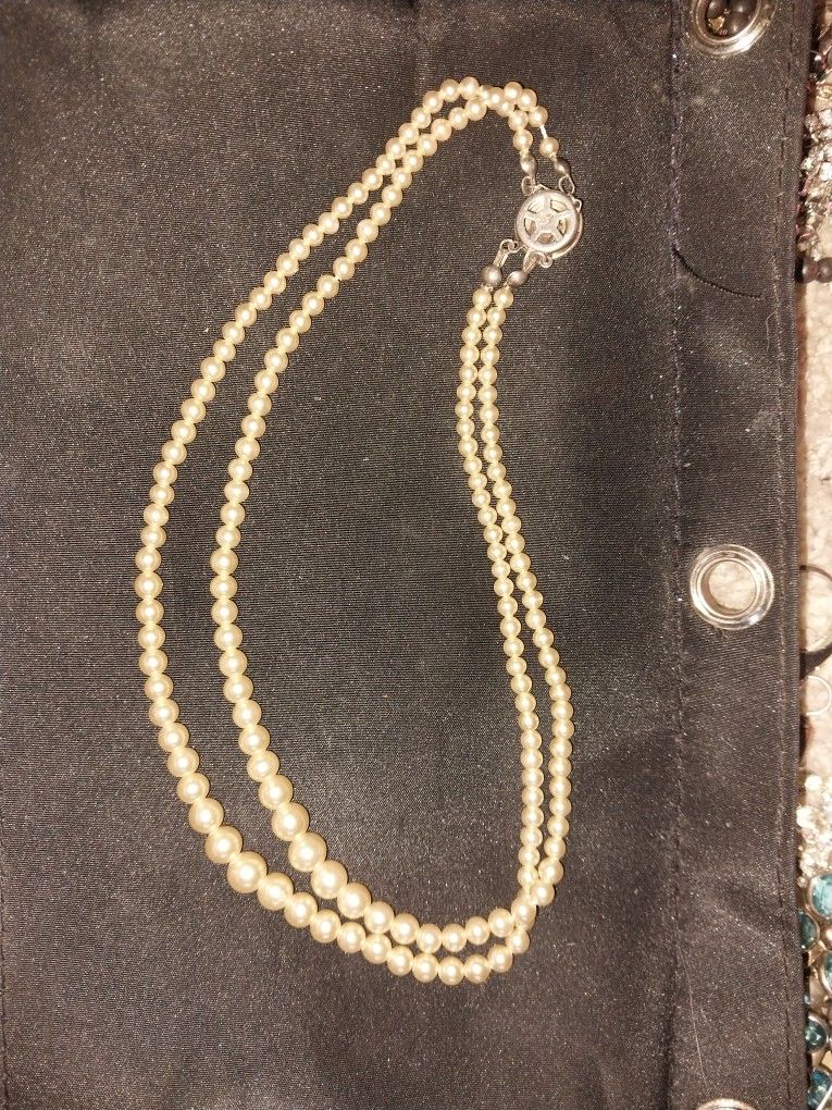 Antique Pearl Necklace With 925 Clasps