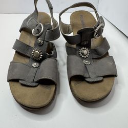 Romika Gray Adjustable Wedge Sandals Size 37/US 6