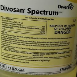Diversey Divosan Spectrum No-Rinse Sanitizer; Case of FOUR 1 gallon jugs 