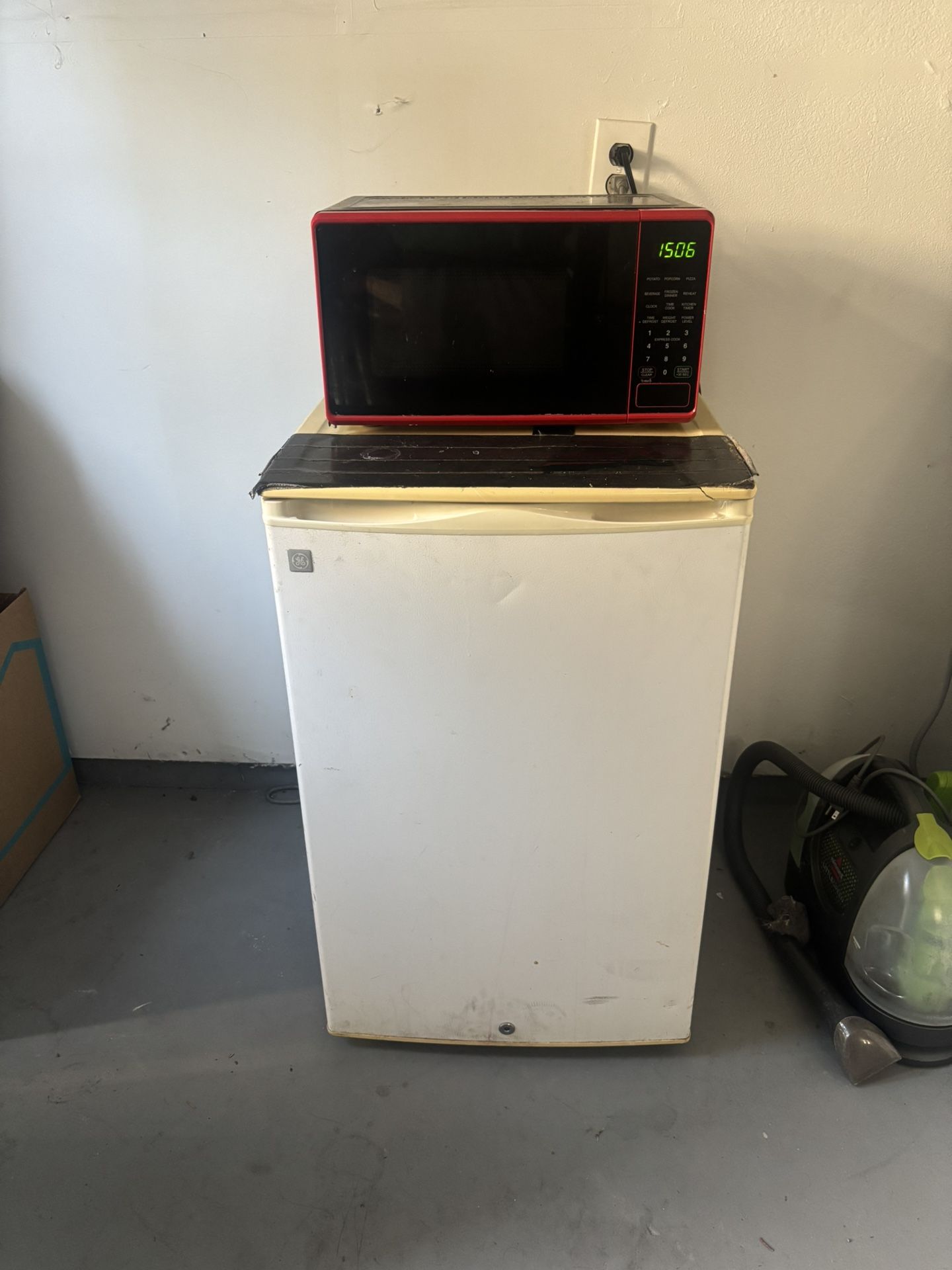 mini fridge + microwave