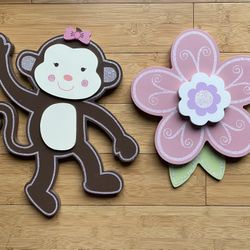 Baby Girl Room Decor Monkey Flower