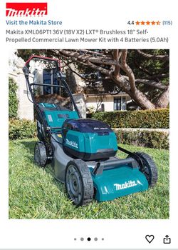 Makita XML06PT1 36V (18V X2) LXT® Brushless 18" Self-Propelled Commercial Lawn Mower Kit with 2 Batteries (5.0Ah
