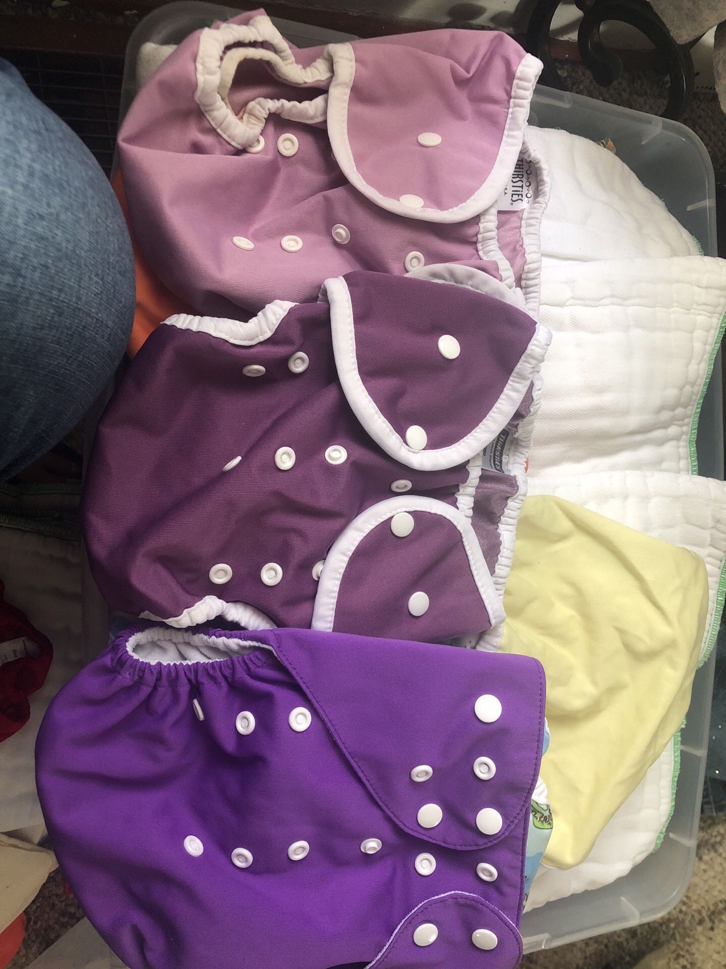 3 cloth diapers color purple size 2