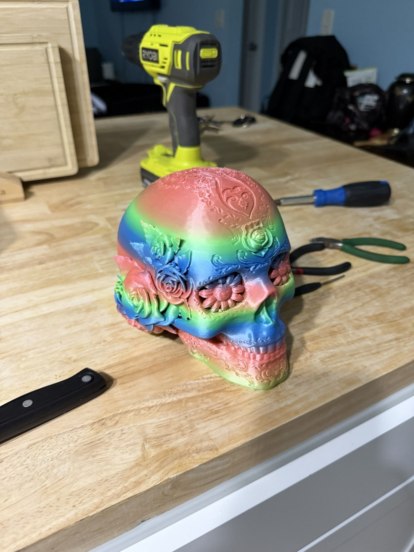 Rainbow skull decoration