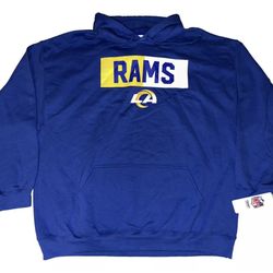 Los Angeles Rams Blue Pullover Hoodie Sweatshirt Mens XL & 2XL New