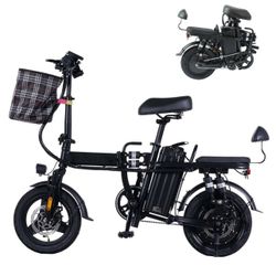 14'' Electric Folding Bike Bicycle 500W 48V 15AH Battery 20mph Black 