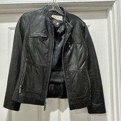 Black Michael Kors Women’s Leather Jacket Size Small