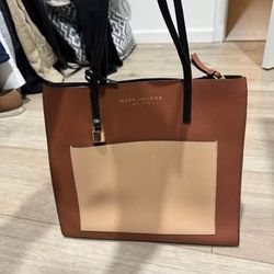 Marc Jacobs Leather Grind Colorblock Tote Bag – Brown/Tan – Excellent Condition