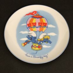 Wallace Berrie Smurf Ceramic Collectable 1982 Porcelain Plate Have A Smurfy Day