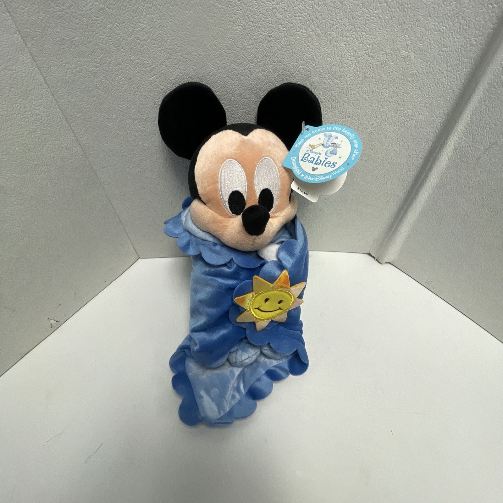 Disney Parks Babies Mickey Mouse With Blanket Blue Plush Lovey Sun NEW