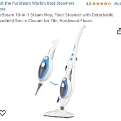 PurSteam 10-in-1 Steam Mop, Floor Steamer with Detachable Handheld Steam Cleaner for Tile, Hardwood Floors