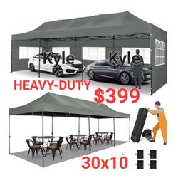10'x30' Easy Pop Up Gazebo Party Tent Canopy w/  Removable Sidewalls Wedding Party Tent  Canopy With sidewalls-Carpa Used