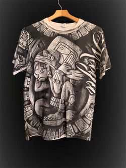 Men’s Black and white Aztec graphic tee