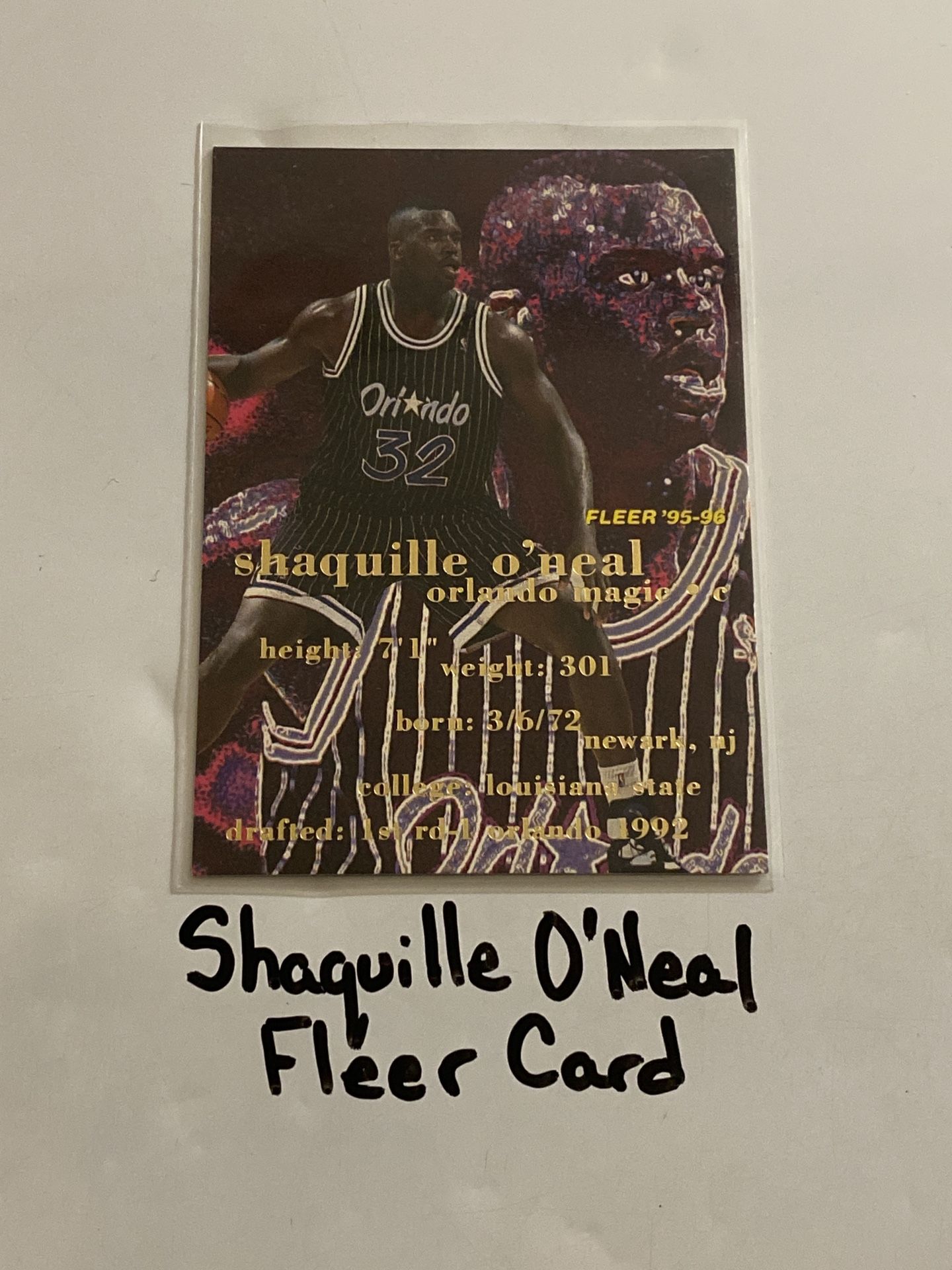 Shaquille O’Neal Orlando Magic Hall of Fame Center Fleer Card.