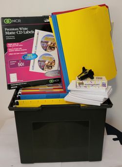 Rubbermaid Portable File Tote + Office Supplies Bundle
