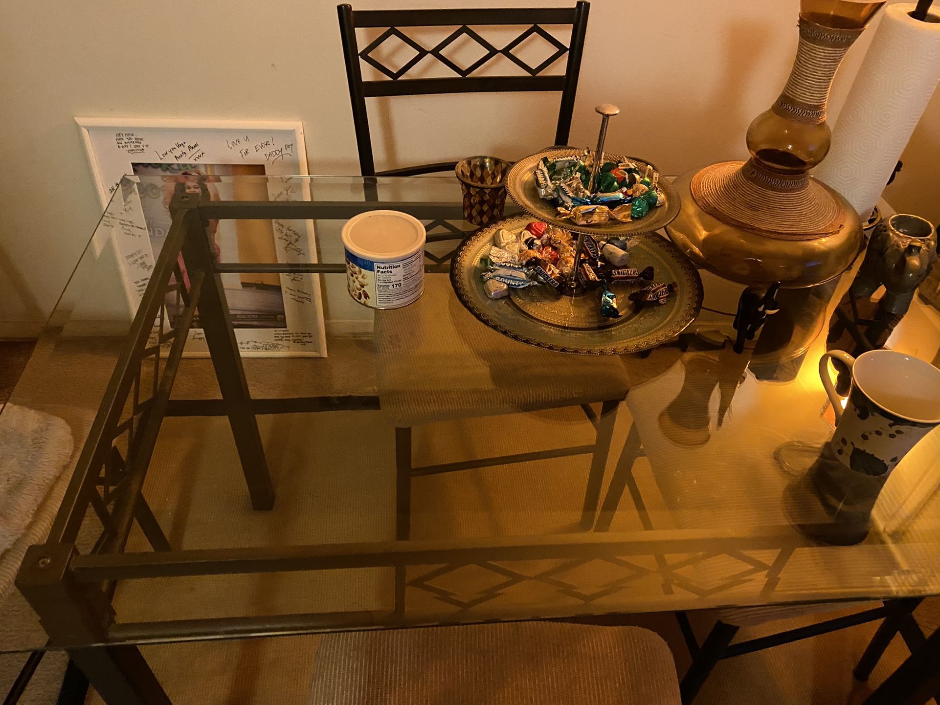Glass Table With 4 Chairs