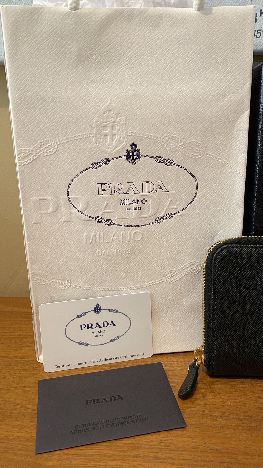 Prada Beige Saffiano Leather Zip Around Gold Logo Wallets — Labels Resale  Boutique