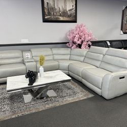 Gray Leather Sofa Sectional