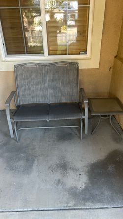 Outdoor Patio Glider Bench with Side Table