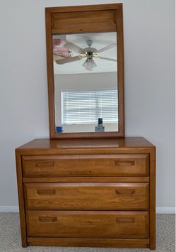Dresser, Mirror, Nightstand, Matching Lamp, Full-size Bed Frame and Headboard
