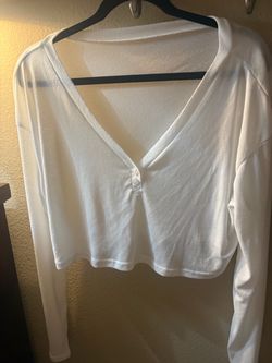 White Long Sleeve Crop Top
