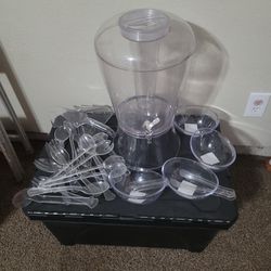 Drink Dispenser And Bowls And Untensils