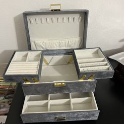 Velvet Jewelry Box/Jewelry Organizer Box  (Grey)