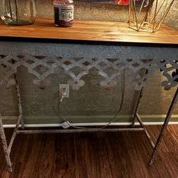 Metal and Wood Farmhouse Table