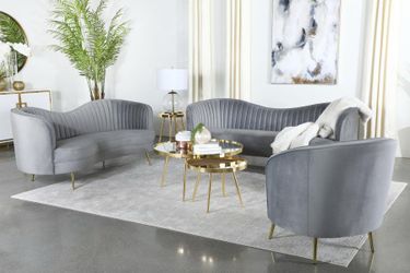 Modern Unique Grey Velvet Sofa Set  ( Come Visit Us At Millennial Furniture )