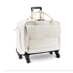 Acroyard Rolling Laptop White Pleather Bag