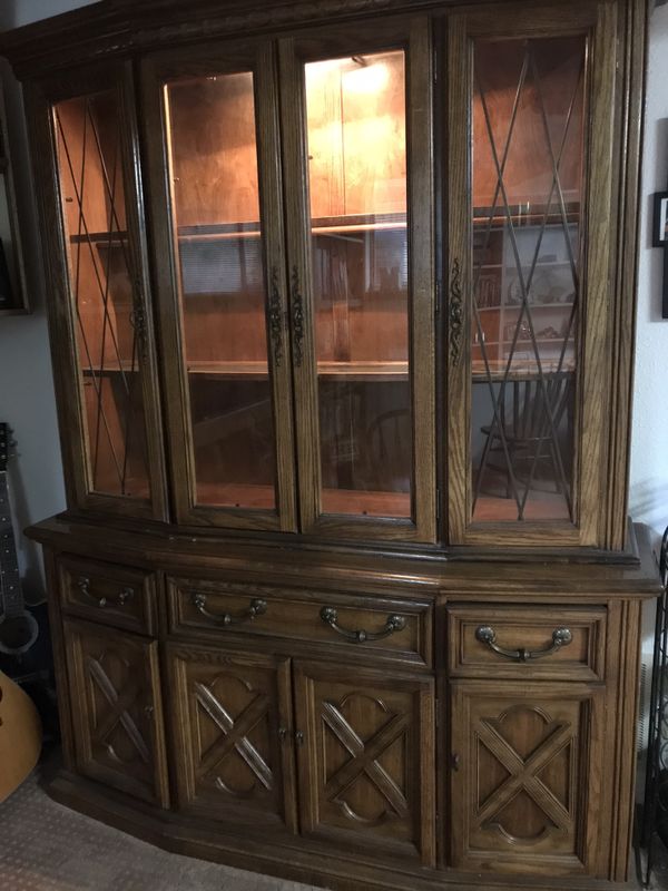 Solid oak china and hutch for Sale in Federal Way, WA OfferUp