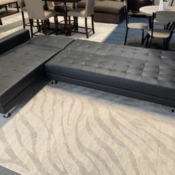 New Black Drop Down Sectional $30 Initial 🔥 No Credit Check 
