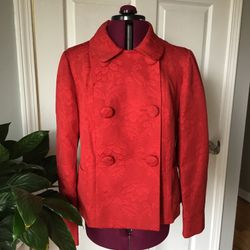 Talbots textured fabric red double breasted jacket blazer