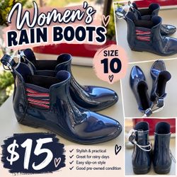 🌧️ WOMEN’S Nautica NAVY BLUE RAIN BOOTS – SIZE 10 🌧️