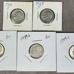 Lot Of 5 Roosevelt Dimes