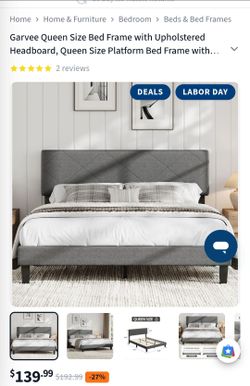 Garvee Queen Size Bed Frame with Upholstered Headboard