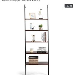 5-Tier Metal Frame Ladder Shelf - Brown