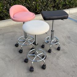 New In Box $25 Each Adjustable Height Nail Beauty Spa Dental Stool Tattoo Parlor Rolling Chair 