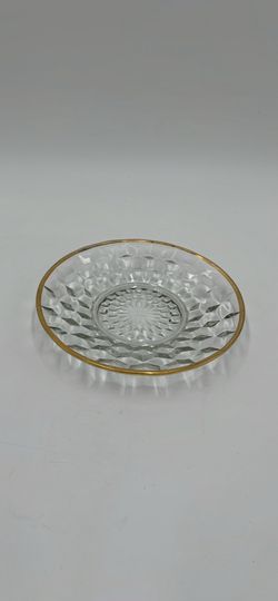 Vintage Diamond Cut Saucer with Gold Rim